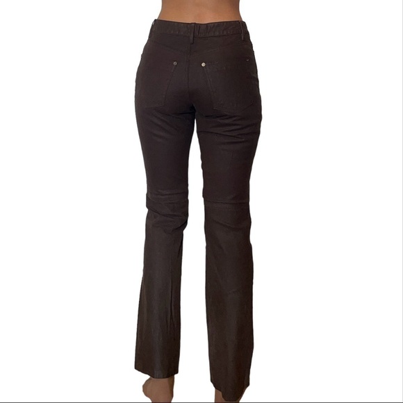 Vintage Route 66 Leather pants chocolate brown button fly y2k western bratz 26 - Picture 2 of 15